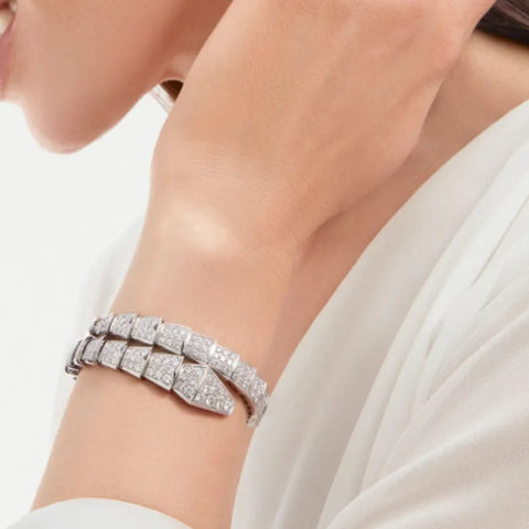 Snake shaped bracelet, women's full diamond bracelet