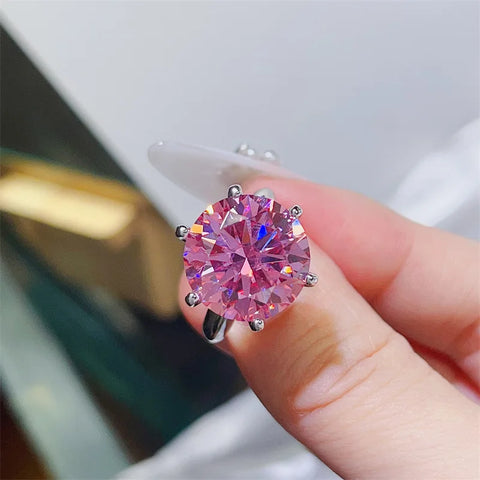 Round Cut 5ct Pink Moissanite Diamond Ring