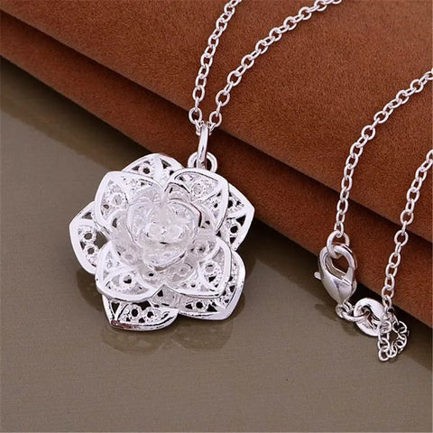 925 Sterling Silver charm Flowers Pendant Necklace For Women Luxury Fashion Party Wedding Accessories Jewelry Christmas Gifts
