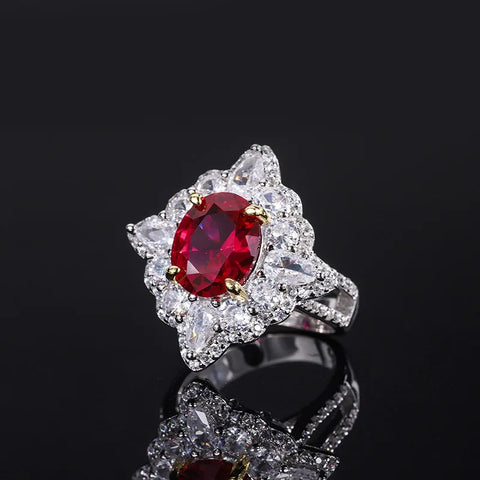 Sparkling Cubic Zirconia Lab Created Ruby Luxury Jewelry Set Silver 925 Real Necklace Engagement Wedding Ring Earrings For Women