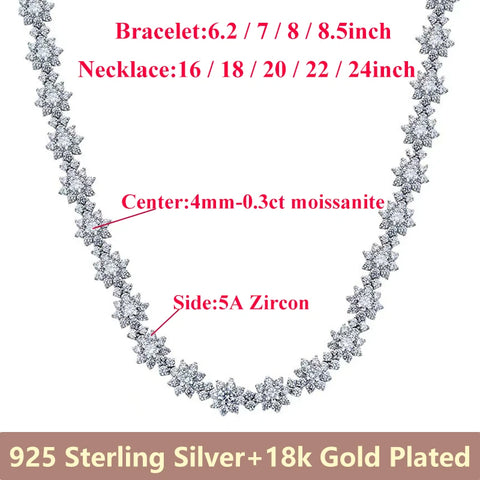 D VVS1 Moissanite Diamonds Bracelet Necklace For Women 925 Sterling Silver Jewelry Plated 18k Gold Bracelet Necklace For Wedding