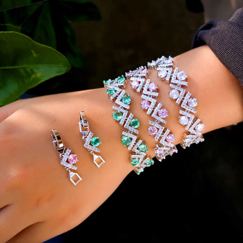 CWWZircons Geometric Shiny Light Blue Cubic Zirconia