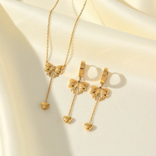EILIECK 316L Stainless Steel Star Flower Bear Necklace Earrings
