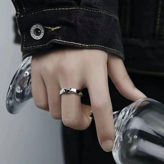 Mobius Wave Ring Silver Color Alloy Open Ring