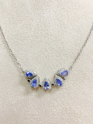 ZECAA Tanzanite 925 Jewelry Pendant For Woman With Tanzanite Gemstone 3*5mm Pendant S925 Silver Tanzanite Pendant