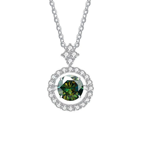 JoyceJelly 1CT Moissanite Diamond Necklace S925 Sterling Silver Beating Heart Pendant Clavicle Chain VVS D Color 3EX Cut Round