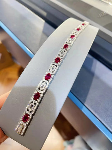 ZOCA Luxury 925 Sterling Silver Round Lab Ruby Sapphire