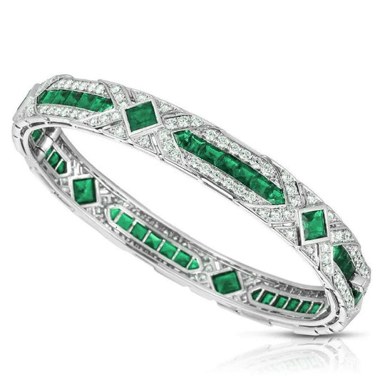 925 Sterling Silver Princess Cut Emerald