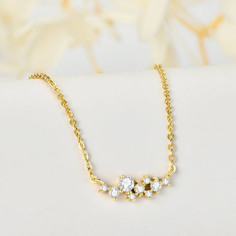 Lnkry Delicate Moissanite Necklace With Certificate For Women 925 Silver Original Certified Cluster Pendant Necklace Jewelry