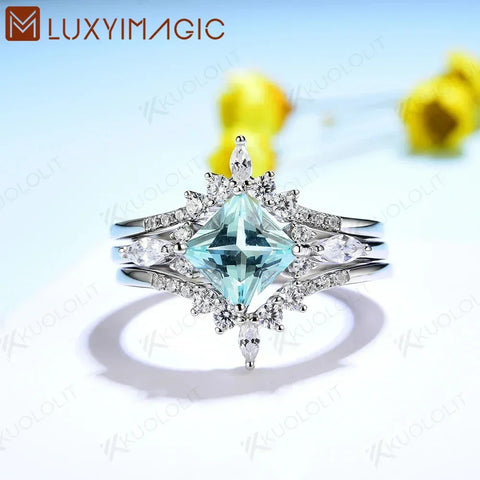 Luxyimagic Bluish Emerald Gemstone Ring
