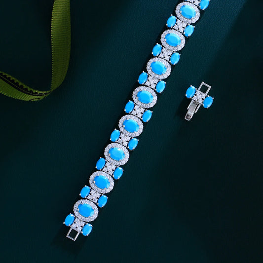 ThreeGraces 2024 New Luxury Blue Turquoise Geometric