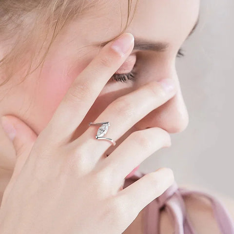 Smyoue 18K Plated 1CT Marquise Cut Moissanite Solitaire Ring