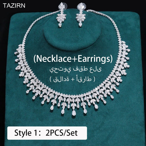 TAZIRN Africa Dubai Nigeria 5A Cubic Zirconia 2/4PCS Jewelry Set For Women Wedding Party Luxury Crystal Jewelry Accessories Gift