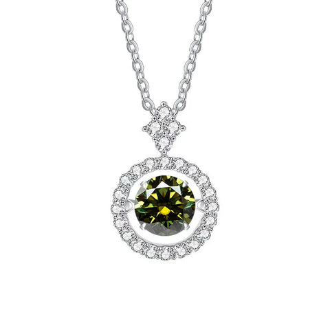 JoyceJelly 1CT Moissanite Diamond Necklace S925 Sterling Silver Beating Heart Pendant Clavicle Chain VVS D Color 3EX Cut Round