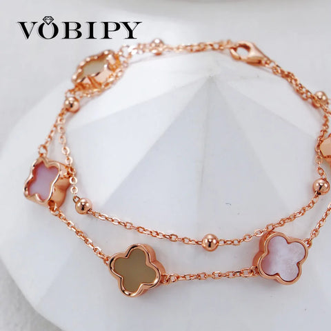 VOBIPY 925 Silver Double Sided Clover bracelet