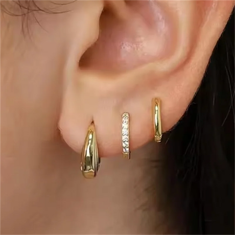 3Pcs Double Crystal Tragus Earring