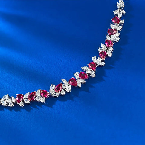 New S925 Silver Full Diamond Dove Blood Red Bracelet