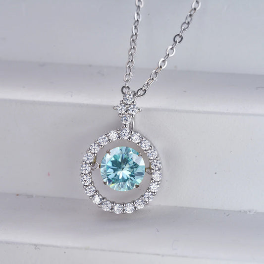JoyceJelly 1CT Moissanite Diamond Necklace S925 Sterling Silver Beating Heart Pendant Clavicle Chain VVS D Color 3EX Cut Round