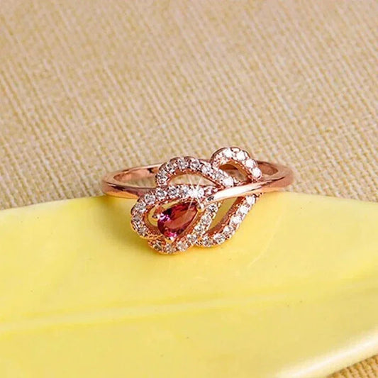 Gorgeous Red Pear Cubic Zircon Rings