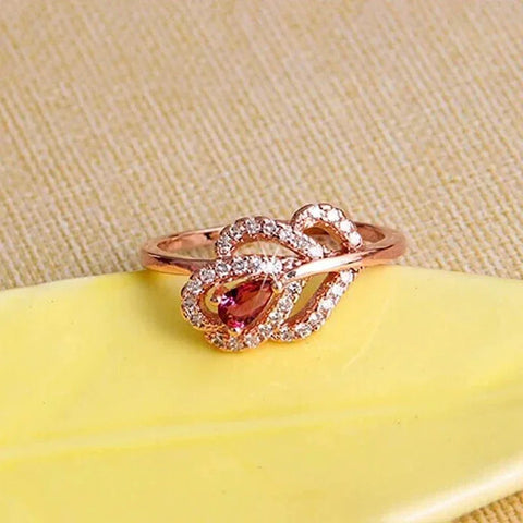 Gorgeous Red Pear Cubic Zircon Rings