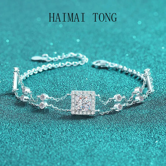 HAIMAITONG Hand-inlaid Moissanite bracelet