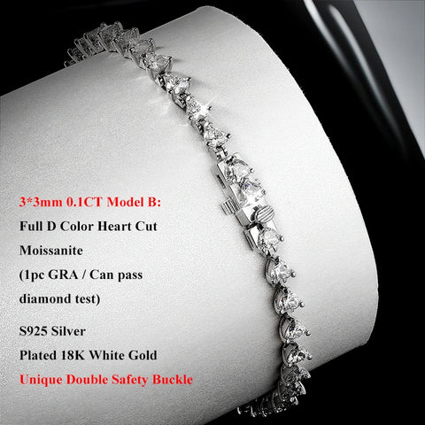 Heart Cut Moissanite Tennis Bracelet