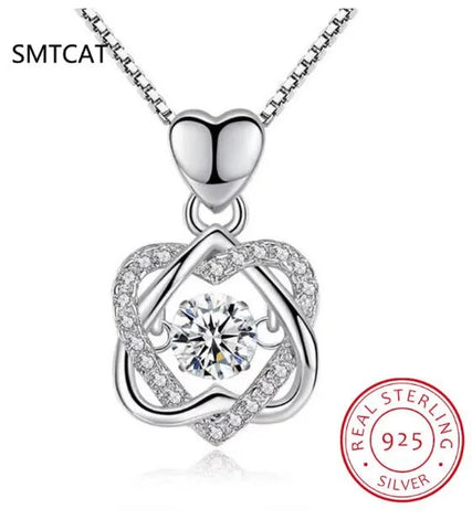 0.5ct GRA Moissanite Necklace for Women Sparkling Simulated Diamond Pendant Beating Heart S925 Silver Fine Jewelry Gift
