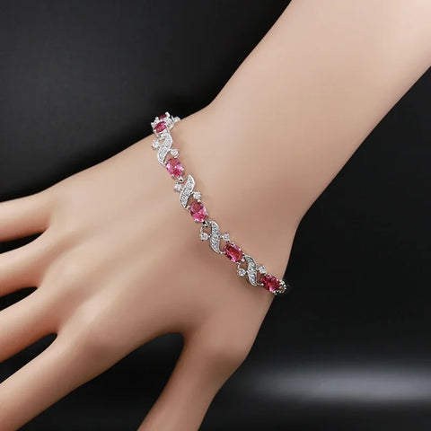 Graceful Green Crystal Leaf Bracelet