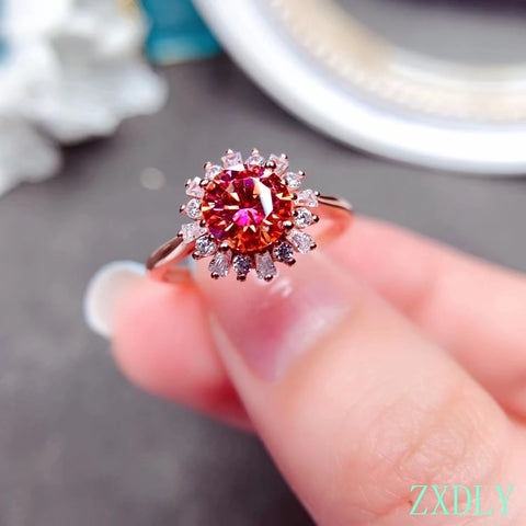 Newest Watermelon Red Moissanite Ring