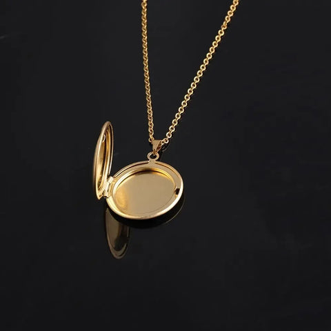 New Fashion Unisex Titanium Steel Necklace Heart Shaped Photo Picture Locket Lover Friend Pendant Chain Jewelry Accessoires