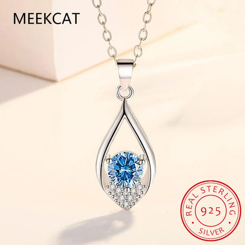 925 Sterling Silver Moissanite 1 Carat Water Drop Necklace