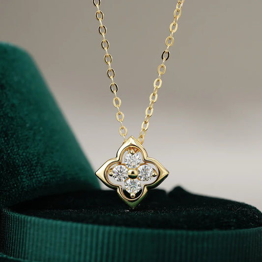 3mm Moissanite S925 Silver Yellow Gold Color Pendant Ladies Anniversary Necklace Gift