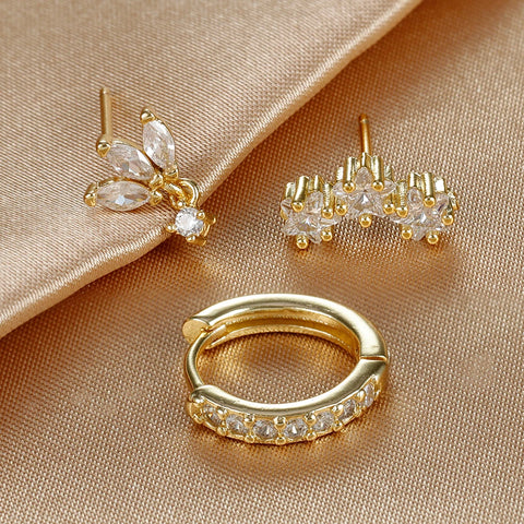 3PCS Luxury Star Pendant Piercing Earrings