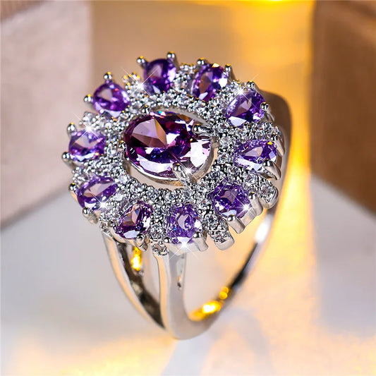 Charm Female Oval Purple Zircon Stone