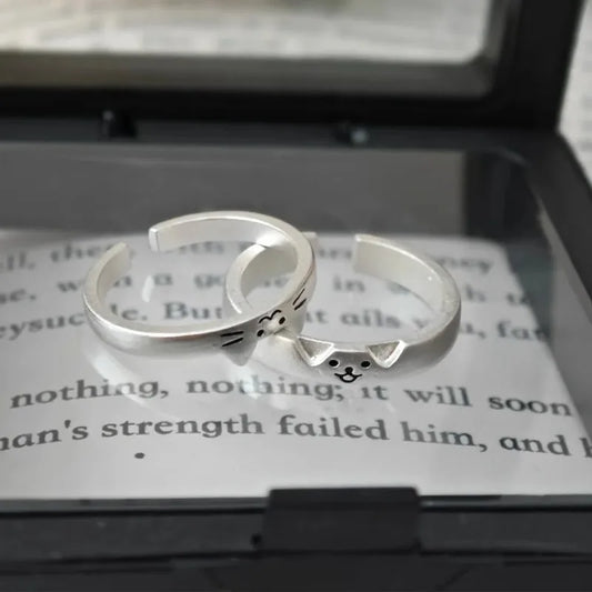 2pcs Cute Cat Dog Animal Couple Ring