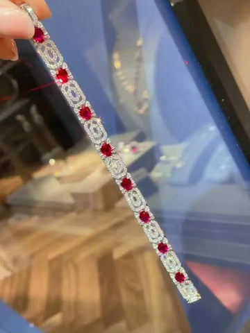 ZOCA Luxury 925 Sterling Silver Round Lab Ruby Sapphire