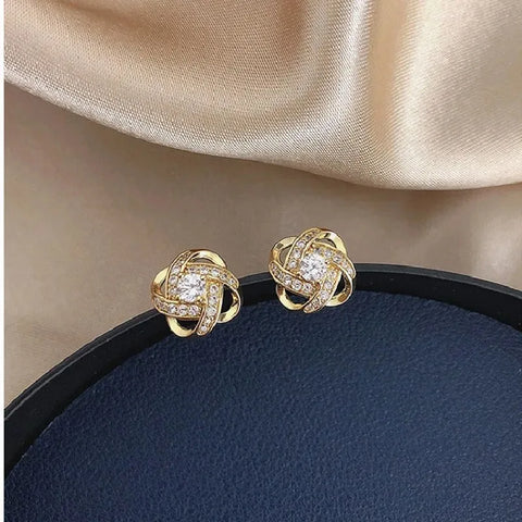 New Exquisite Shiny Zircon Heart Flower Earrings