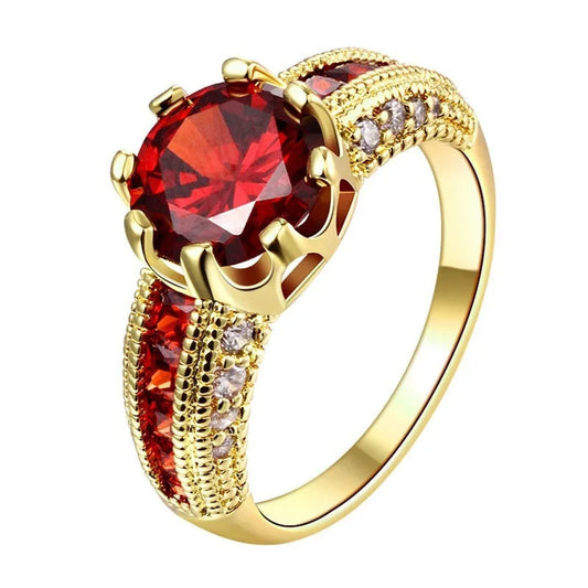 Soild 18K Yellow Gold Princess Ruby