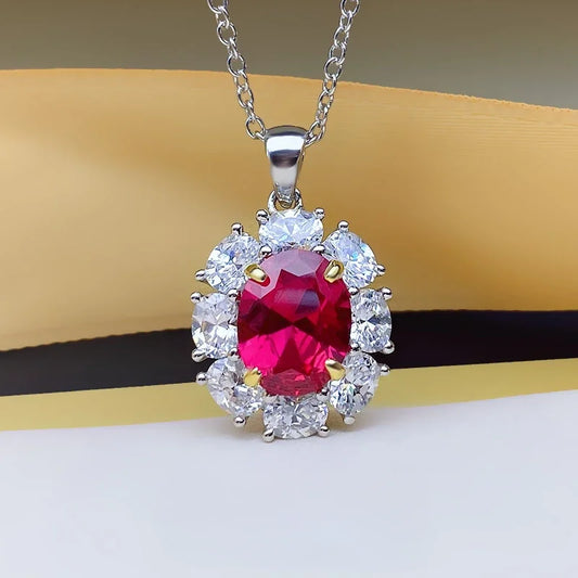 Red Treasure Pendant Necklace 925 Pure Silver Precision Edition High Maintenance Red Treasure Wedding Jewelry Wholesale