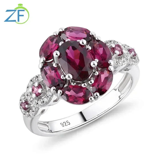 GZ ZONGFA Purple Rhodolite Garnet Halo Rings