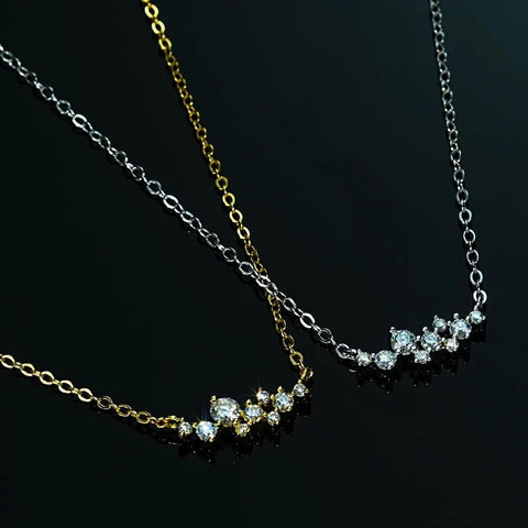 Lnkry Delicate Moissanite Necklace With Certificate For Women 925 Silver Original Certified Cluster Pendant Necklace Jewelry