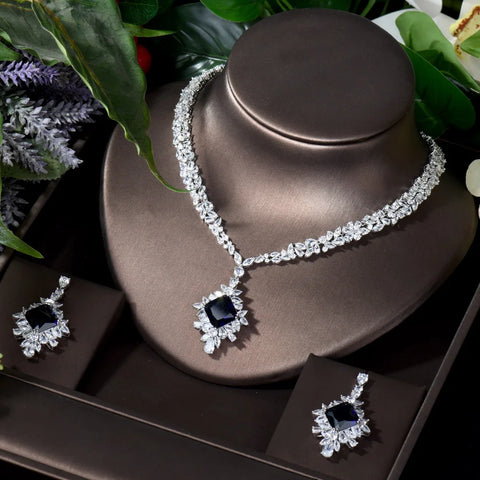 HIBRIDE Luxury  AAA CZ Bridal Wedding Jewelry Set Classic Design Women 2pc Set Engagement Ceremony and Anniversary Bijoux N-1723