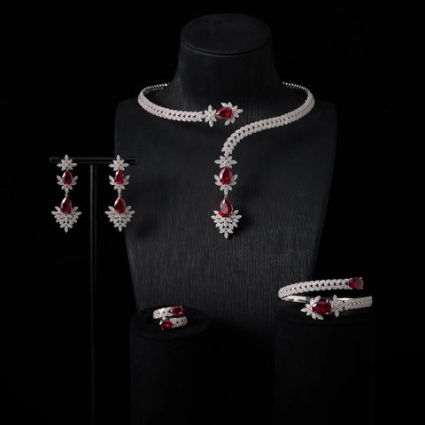 240905 Cuff Necklace Set for Women Bridal Wedding Party Cubic Zirconia  Jewelry Sets For Wedding Party Dress Suits Jewelry set