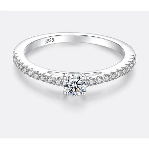 Real 925 Sterling Silver Small Moissnaite Ring