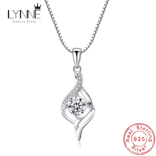 925 Sterling Silver Fashion Petal Water Drop Zircon Pendant Necklaces Women Jewelry Fine Birthday Gift Purple Rhinestone Choker