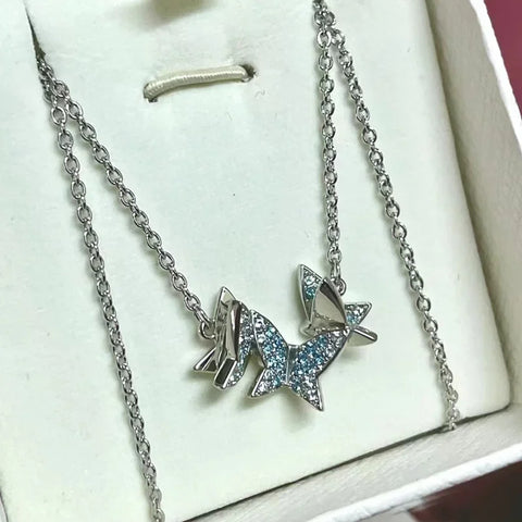 Original 2025 New Trend Fine Jewelry Set Charm Pink Butterfly Crystal Fashion Necklace Bracelet Earrings for Women's Party Gifts