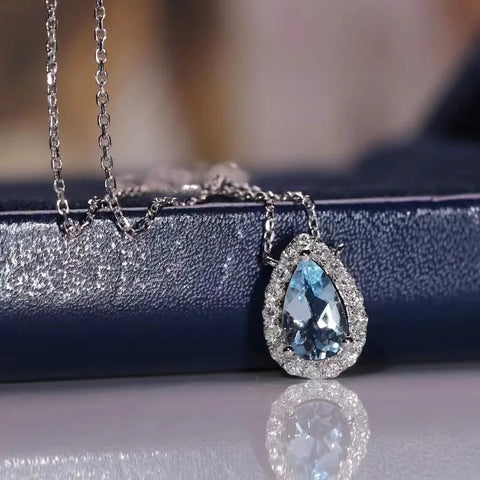Fashion 925 Sterling Silver Drop Blue Sapphire