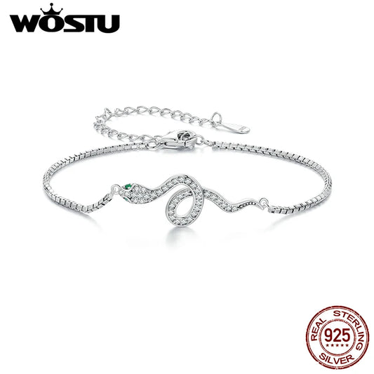 WOSTU 925 Sterling Silver Snake Style Box Chain Bracelets
