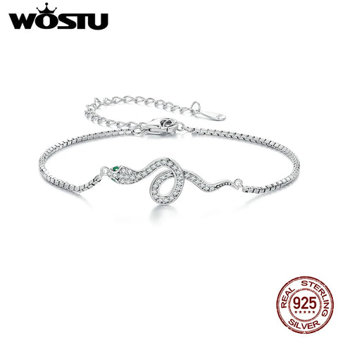 WOSTU 925 Sterling Silver Snake Style Box Chain Bracelets