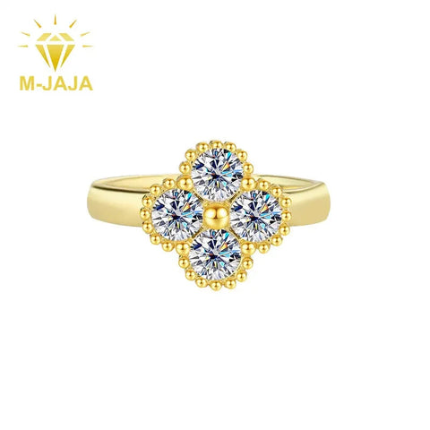 LinkerLove Moissanite Four-leaf Clover Ring